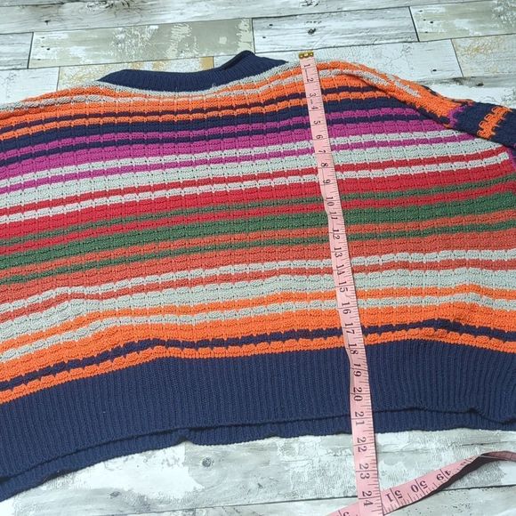 La biz ribbed knit colorful horizontal stripe Crewneck sweater - Picture 6 of 6